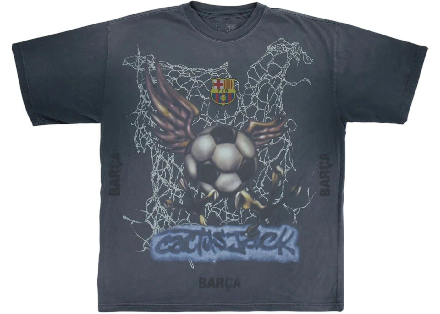 Travis Scott x FC Barcelona Washed Spray Logo Tee Black