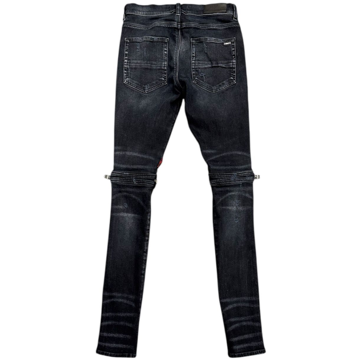 Amiri MX2 Plaid Moto Jeans (Black Wash/Navy) - Preowned