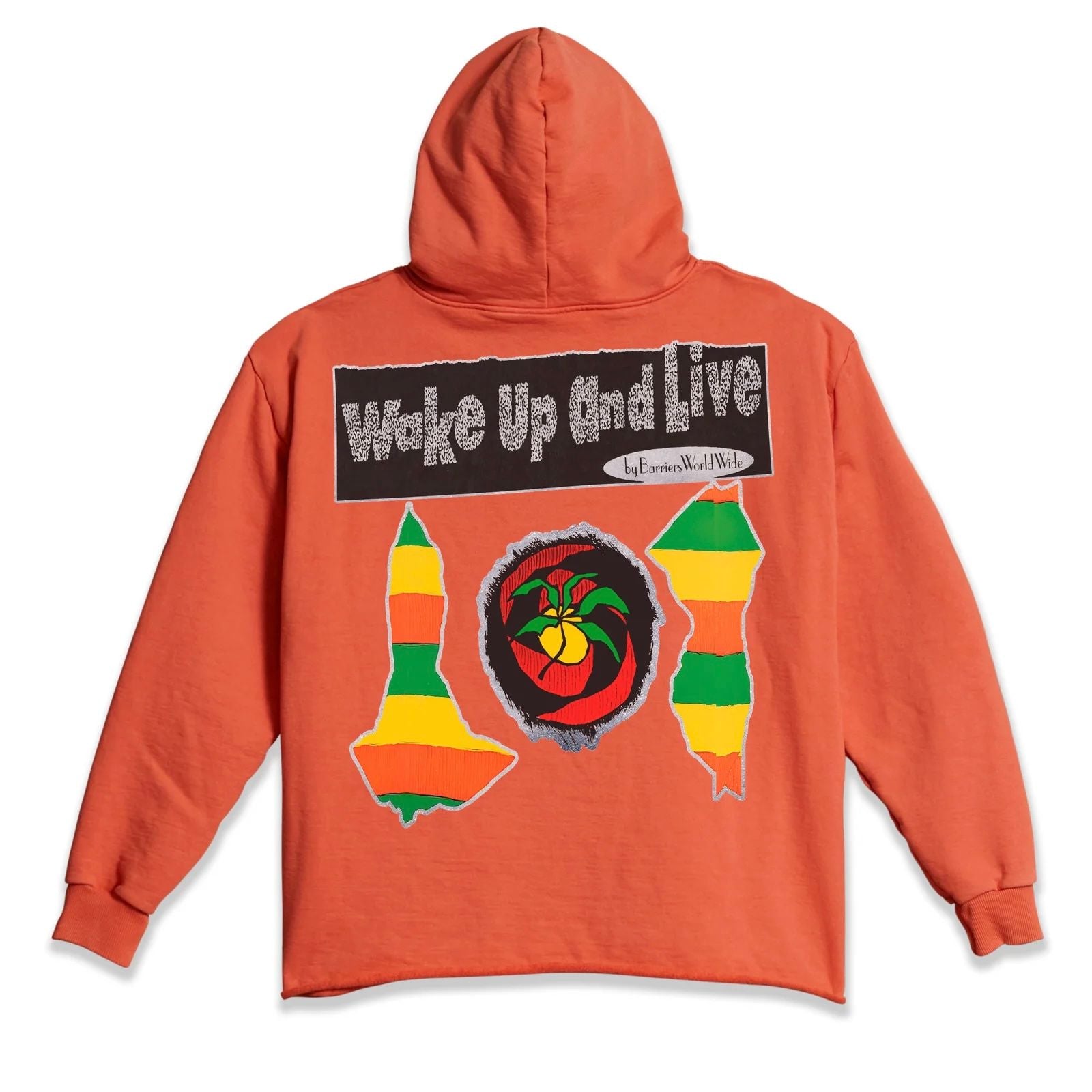 Barriers Wake up and Live Raw Edge Hoodie (Red) - Preowned