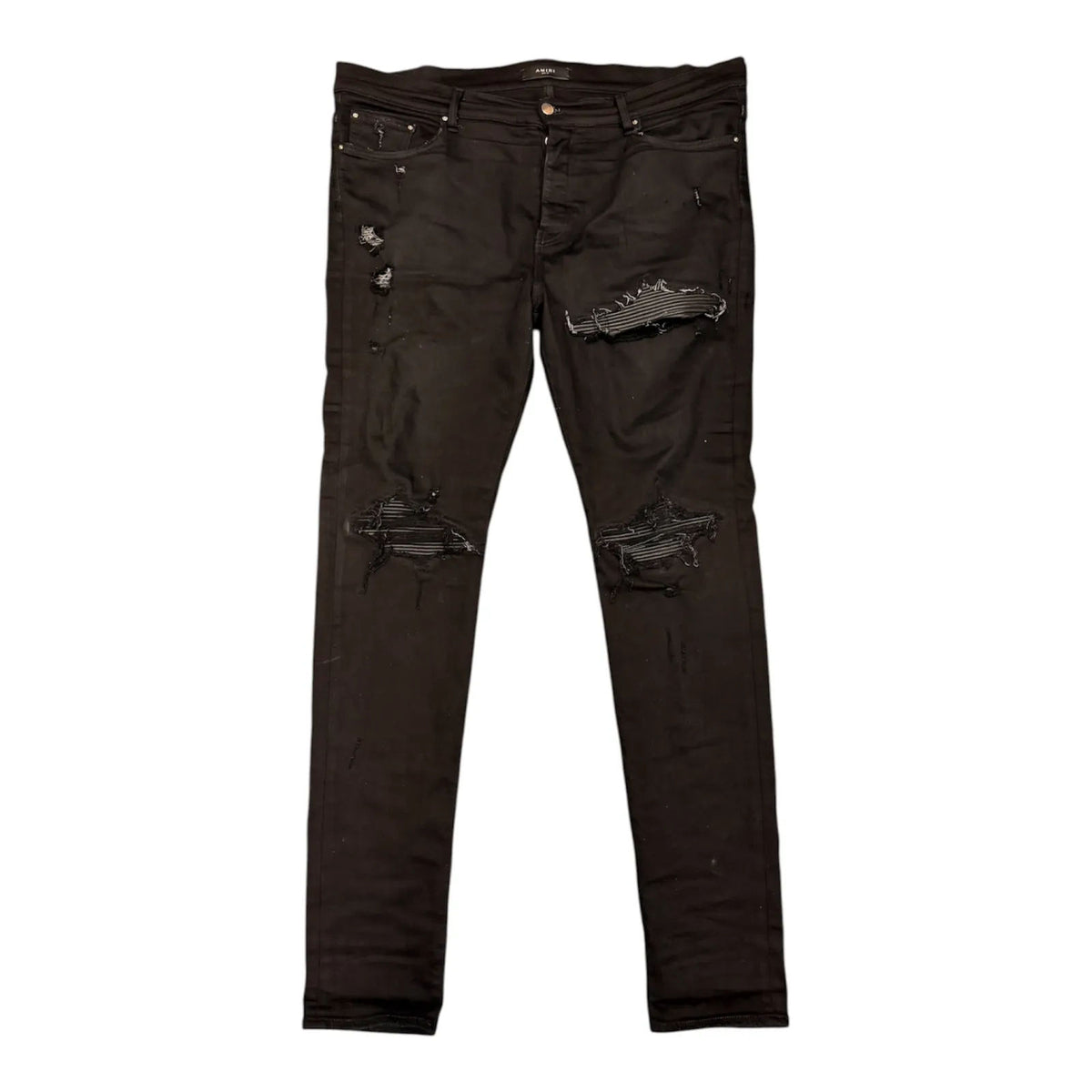 Amiri MX1 Leather Patch Jean (Black) - Preowned