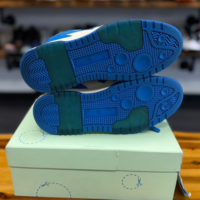 OFF-WHITE Out Of Office OOO Low Tops White Navy Blue - Preowned