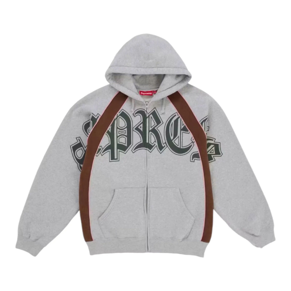 Supreme Paneled Zip Up Hooded Sweatshirt Heather Grey
