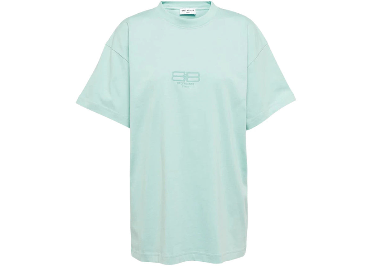 Balenciaga BB Paris Icon Cotton T-Shirt Aqua Green