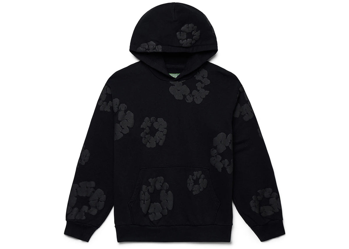 Denim Tears Cotton Wreath Hoodie Black Monochrome - Preowned