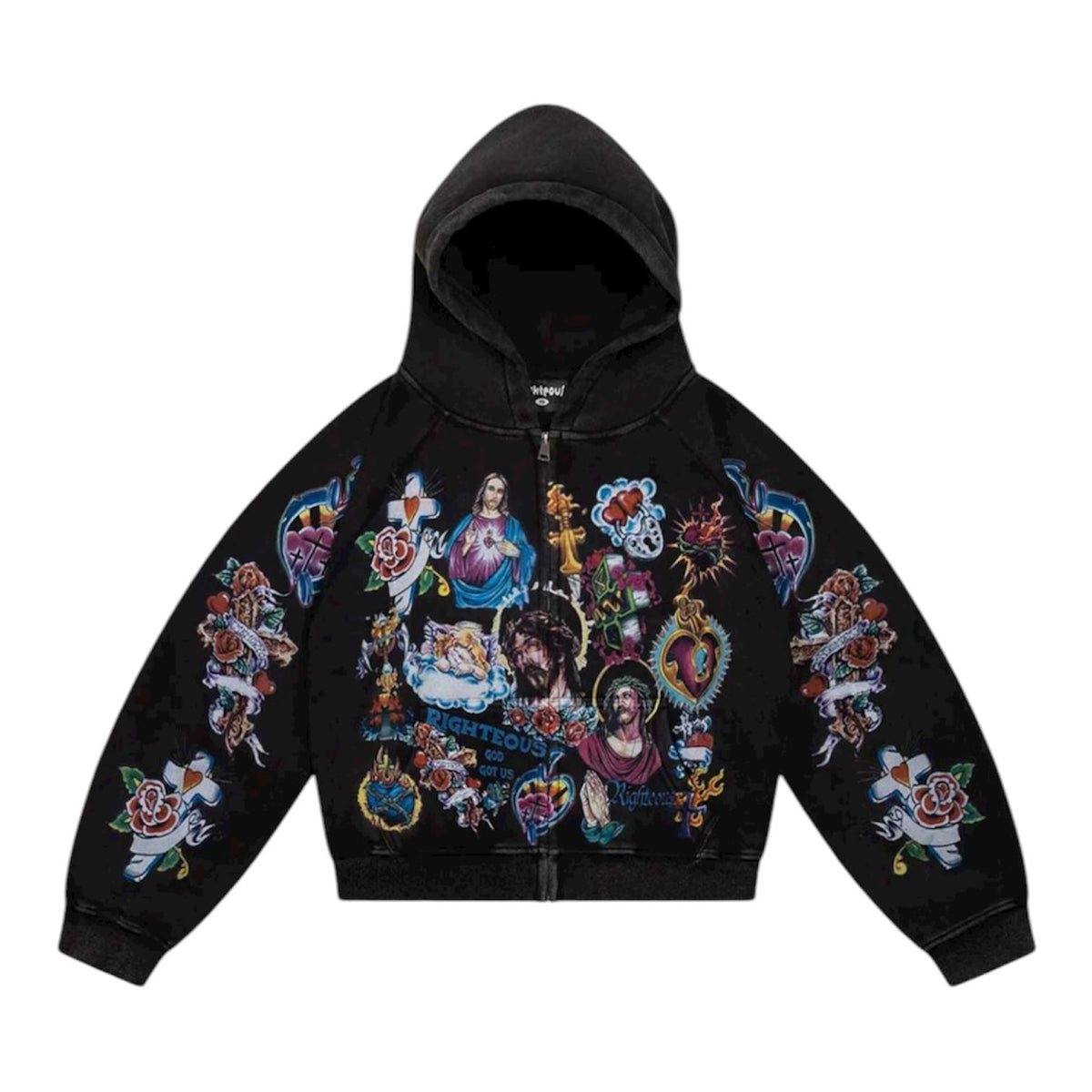 We Are Righteous Risen King Zip Up Hoodie (Black) - Preowned