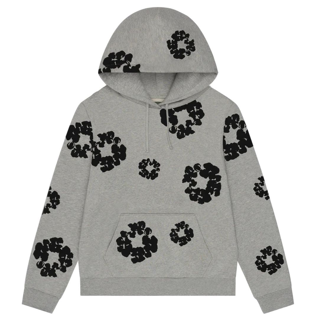 Denim Tears Black Cotton Wreath Hoodie (Grey)
