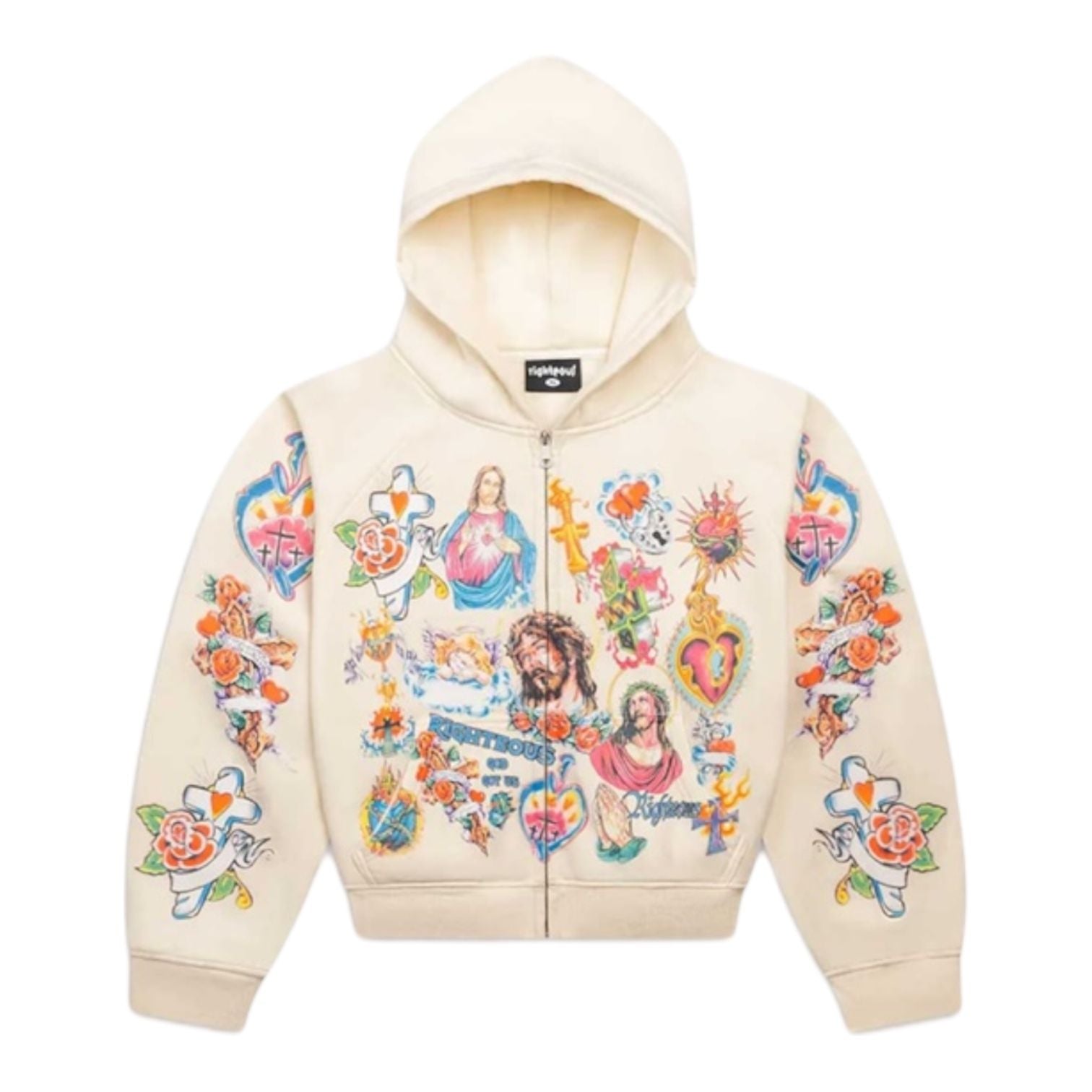 We Are Righteous Risen King Zip Up Hoodie (Cream)