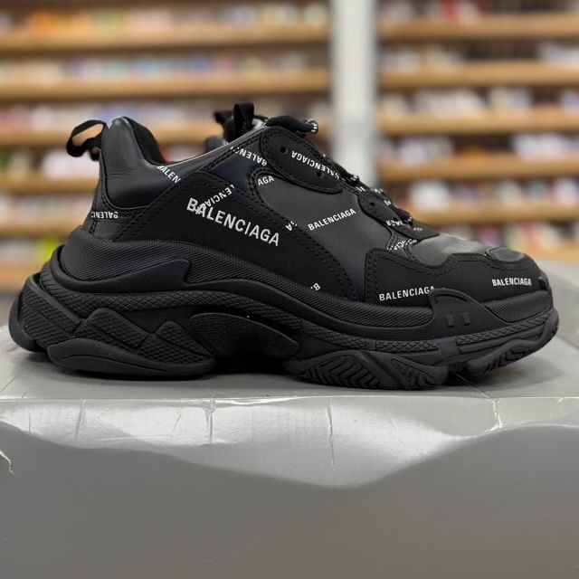 Balenciaga Triple S Allover Logo Black - Preowned