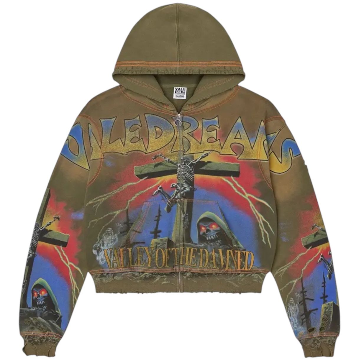 Vale Forever Big Damned Zip Up Hoodie (Olive)