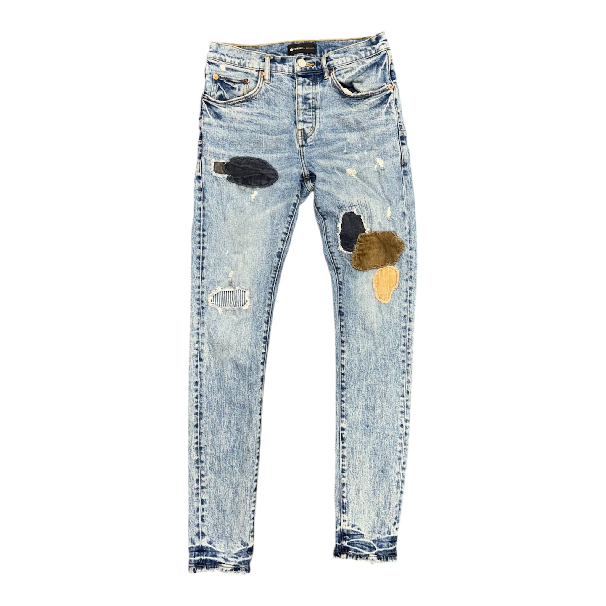 Purple Worn Indigo Patch Jean (Blue) - Preowned
