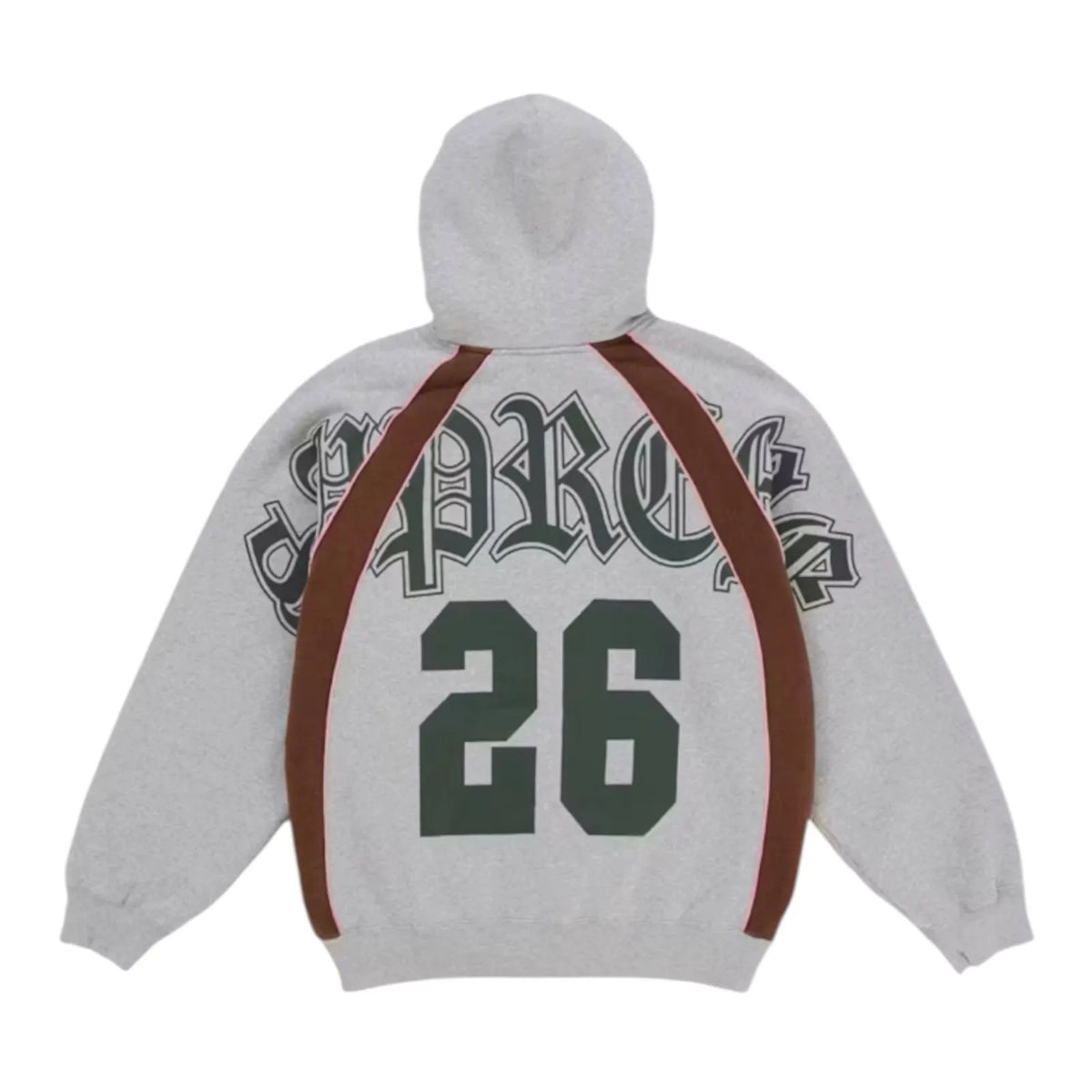 Supreme Paneled Zip Up Hooded Sweatshirt Heather Grey