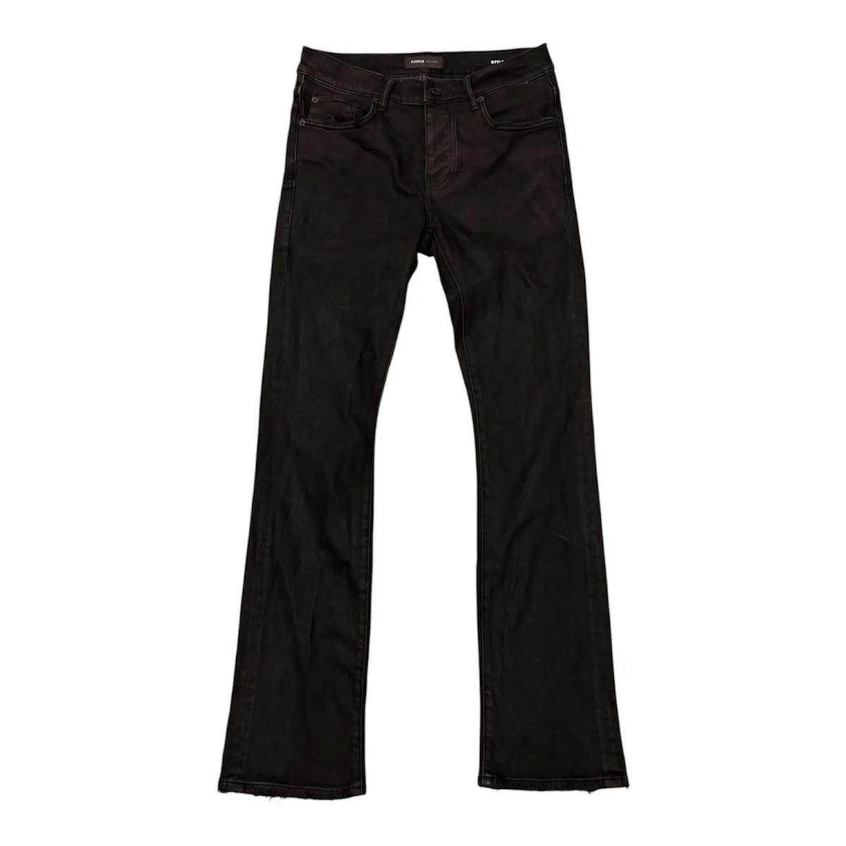 Purple Brand Waxed Flair Jean (Black) - Preowned