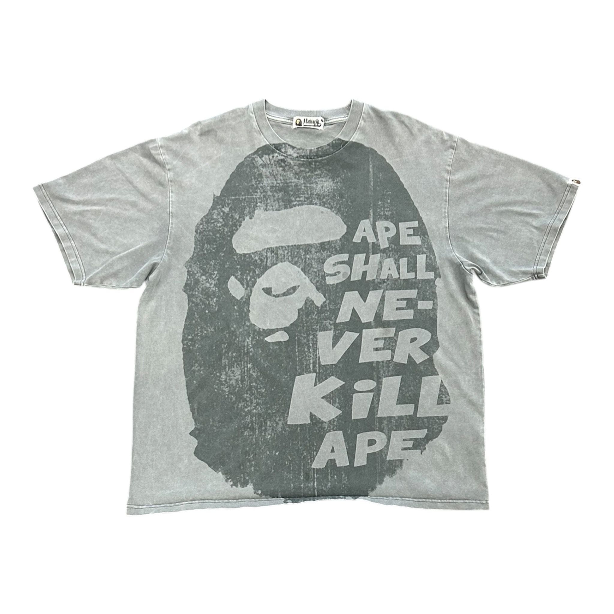 A Bathing Ape Big Ape Head Scipt Tee (Grey) - Preowned