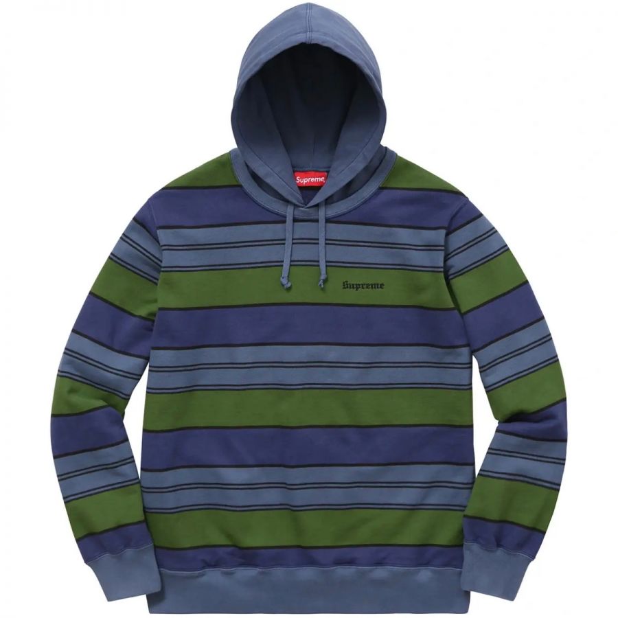 Supreme Striped Hooded Crewneck Blue/Green