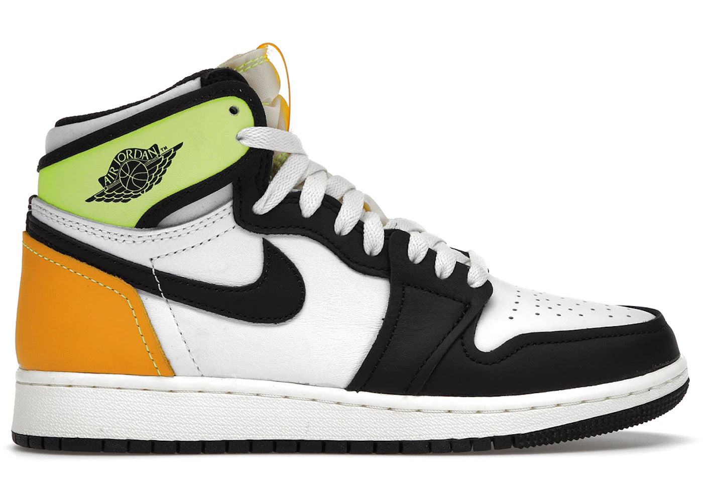 Jordan 1 Retro High White Black Volt University Gold (GS) - Preowned