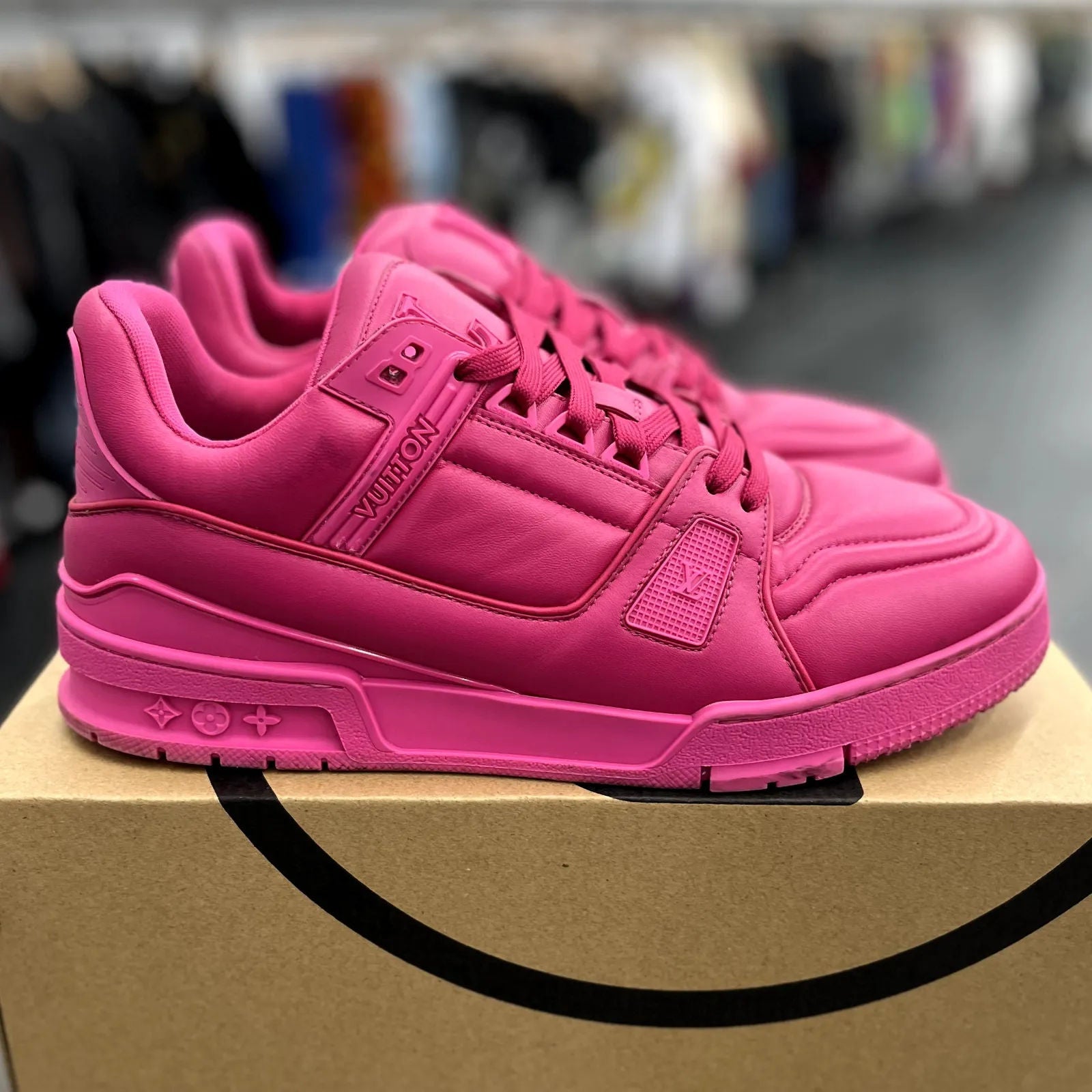 Louis Vuitton LV Calfskin Trainer Sneakers Fuchsia - Preowned