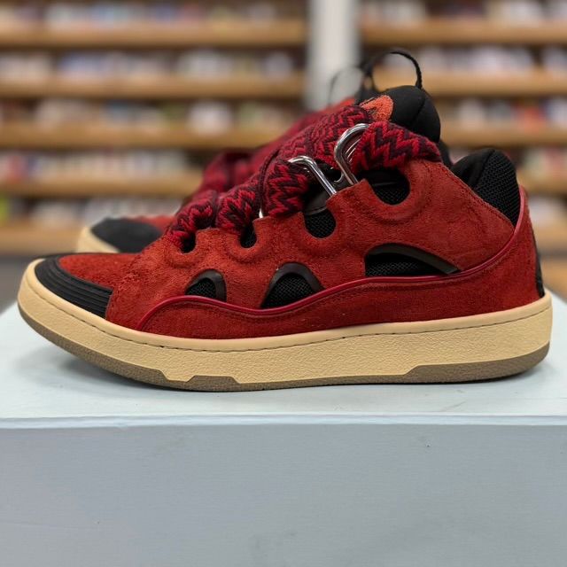 Lanvin Curb Leather Sneaker (Red/Black) - Preowned