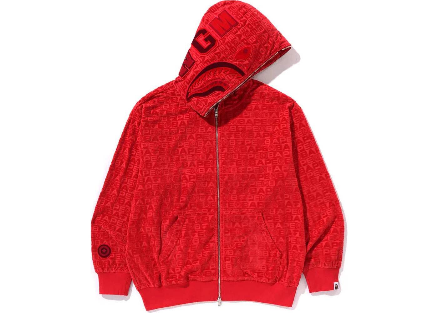 BAPE Lux Sport Pattern Shark Relaxed Fit Full Zip Hoodie Red