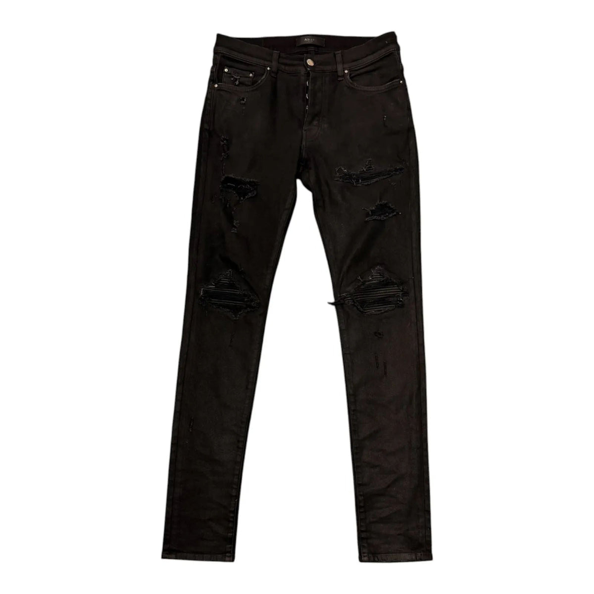 Amiri MX1 Leather Patch Jean (Black) - Preowned
