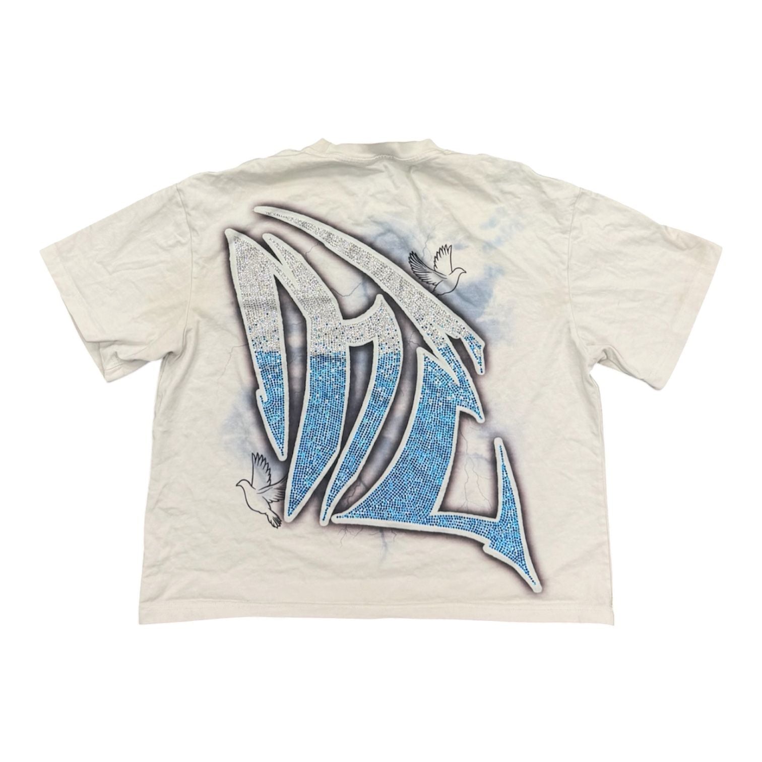 Mixed Emotion Dove Rhinestone Tee (White) - Preowned
