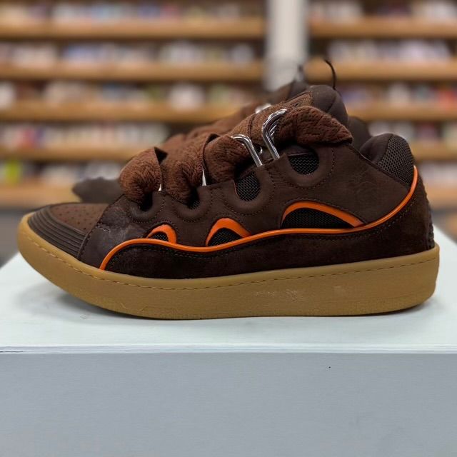 Lanvin SSense Exclusive Leather Curb Sneakers (Brown) - Preowned