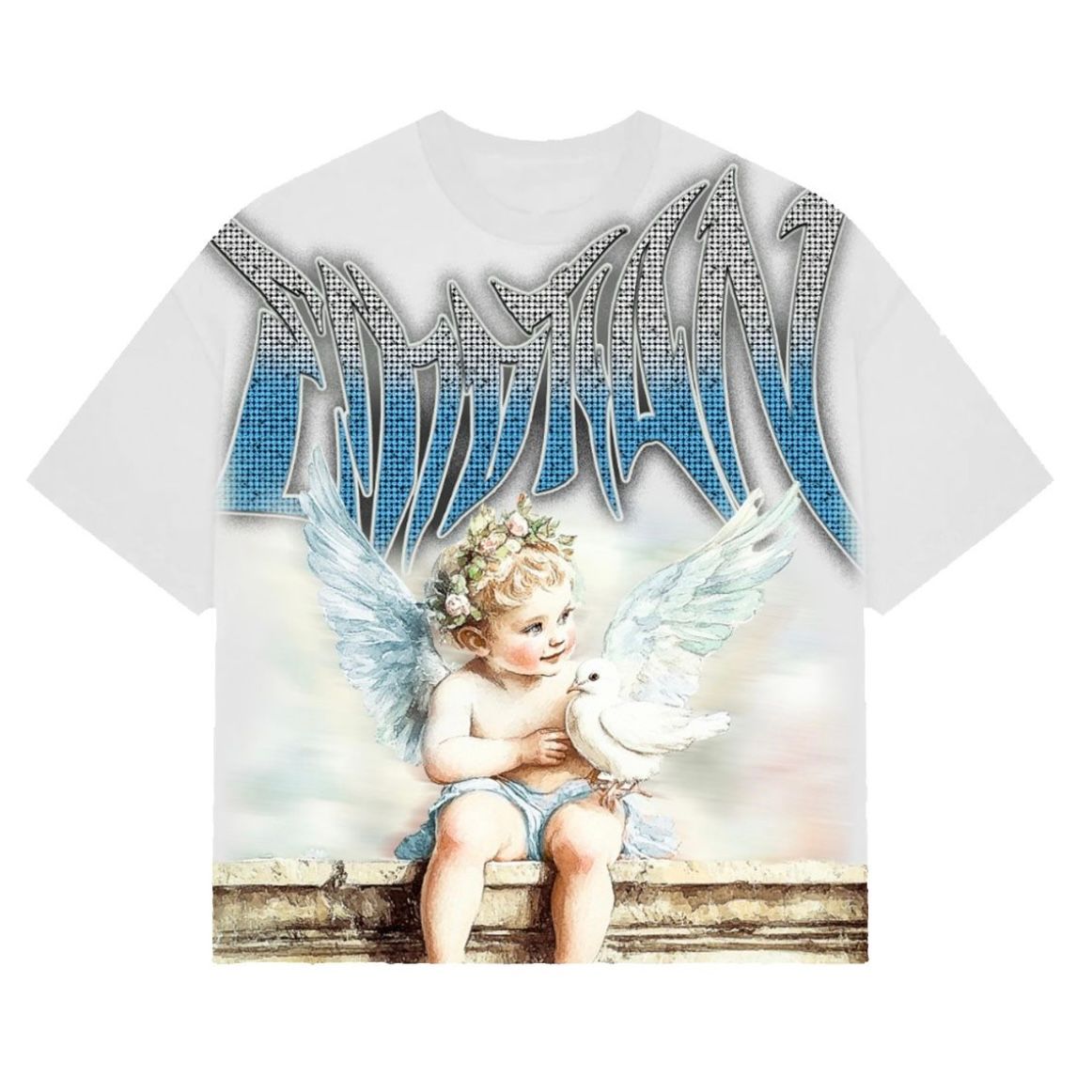 Mixed Emotion Dove Rhinestone Tee (White) - Preowned