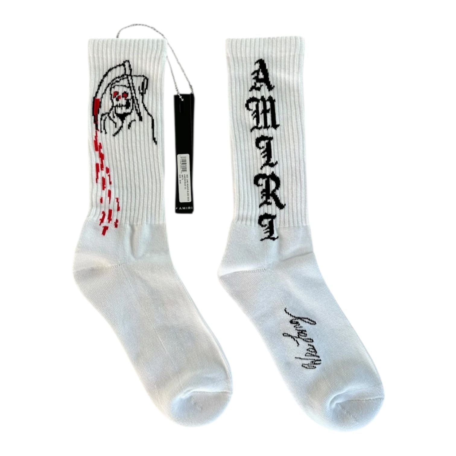 Amiri Wes Lang Blood Reaper Socks (White)