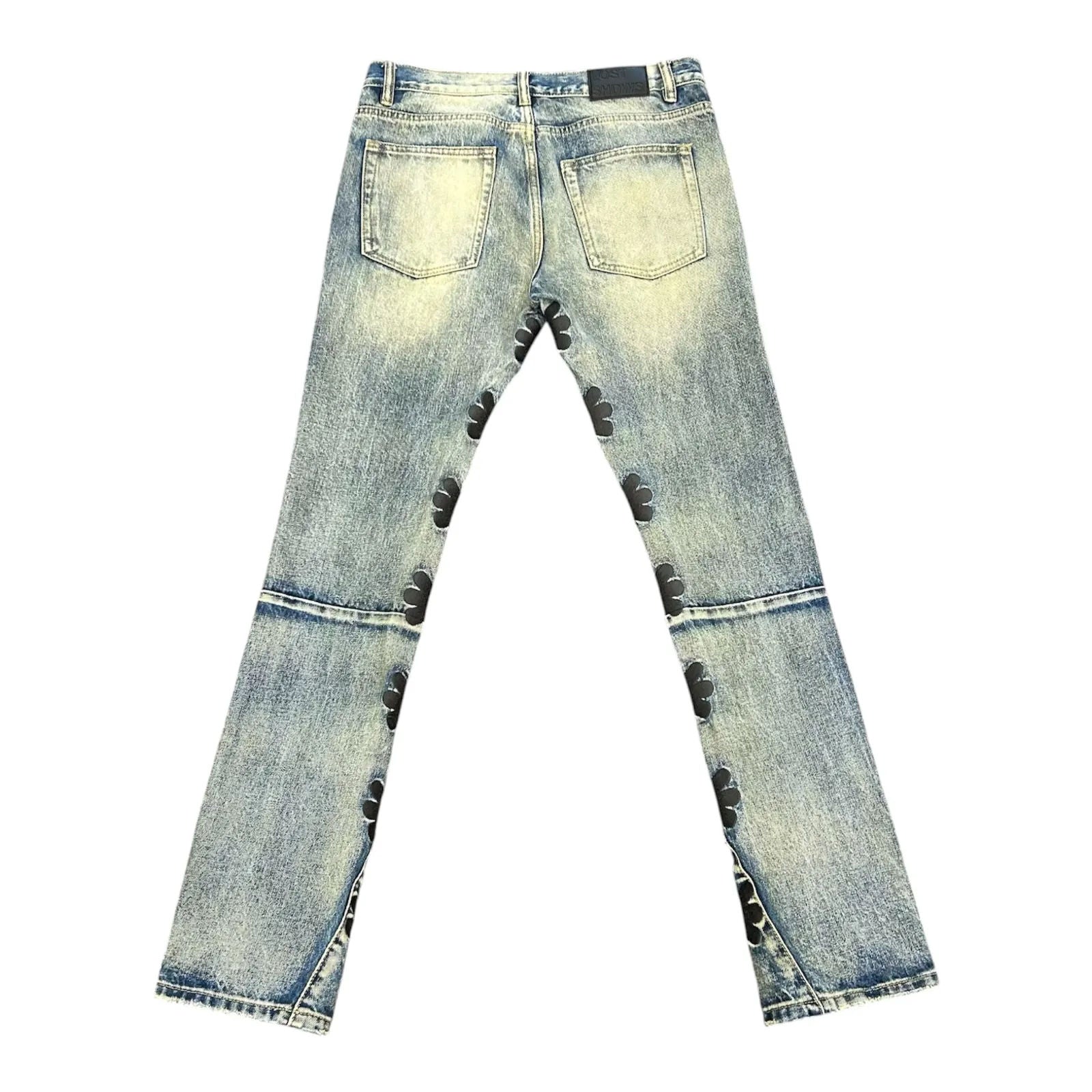 LOSTSHDWS Sun Logo Flared Denim Jeans (Light Wash/Charcoal) - Preowned