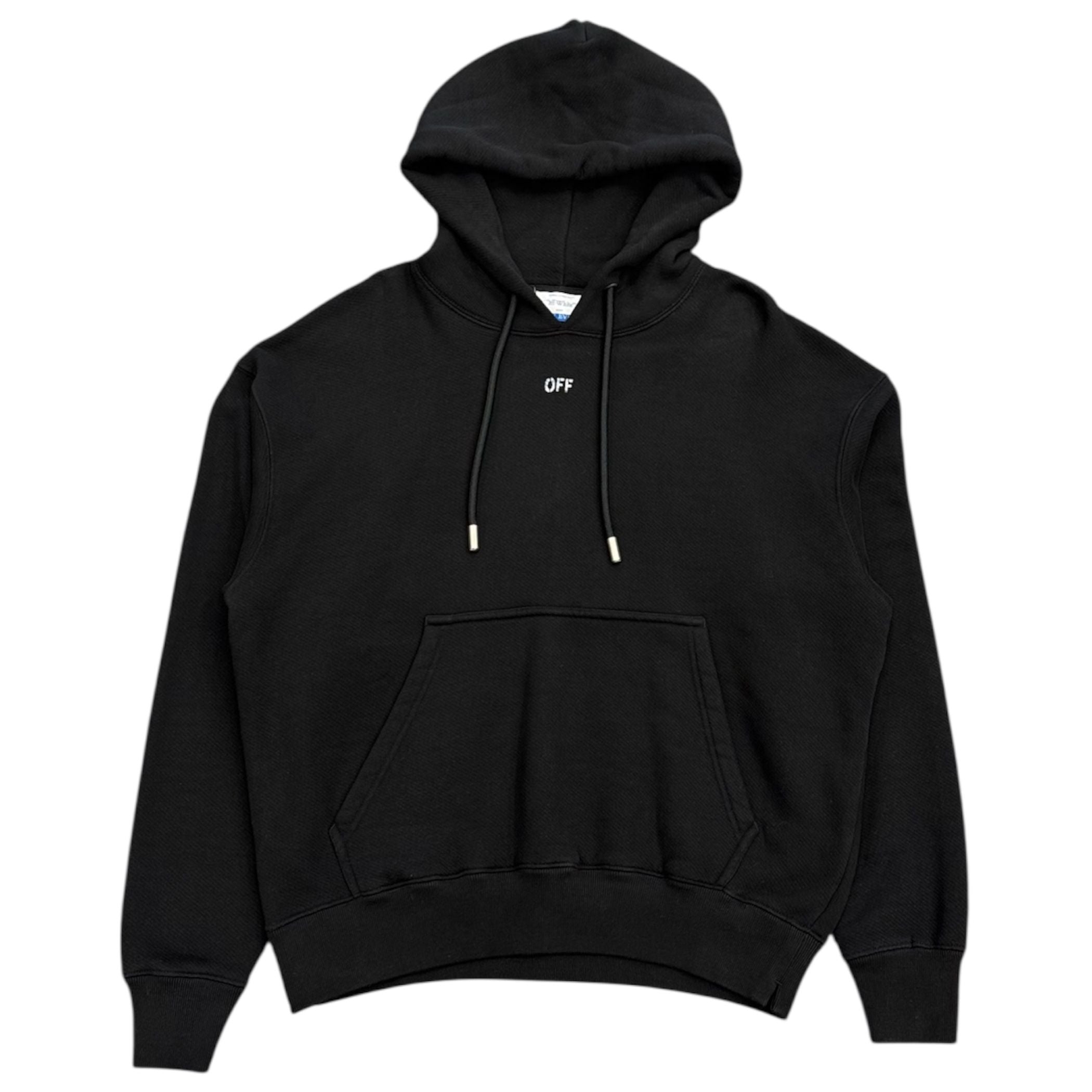 OFF-WHITE Drawstring Cotton Hoodie (Black)