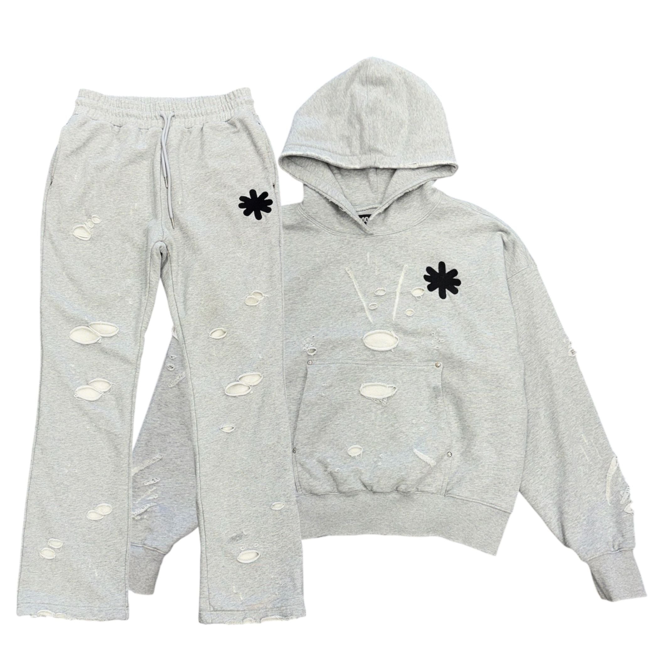 Lostshdws Double Layer Distressed Sweatsuit (Heather Grey) - Preowned