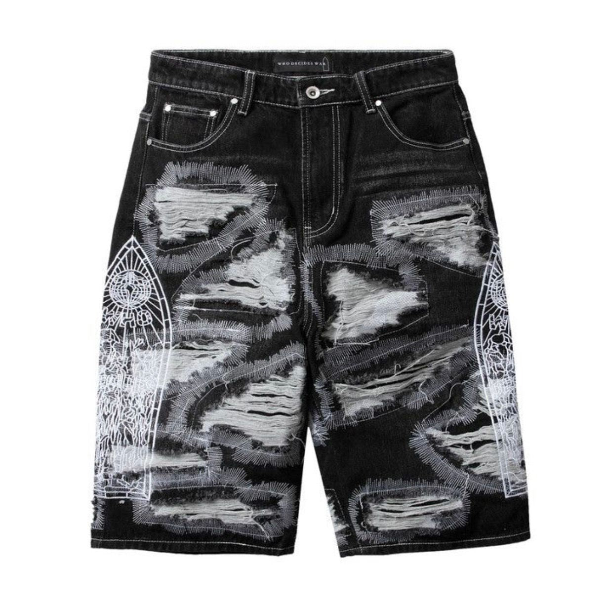 Who Decides War Darning Side Embroidery Short (Coal) - Preowned