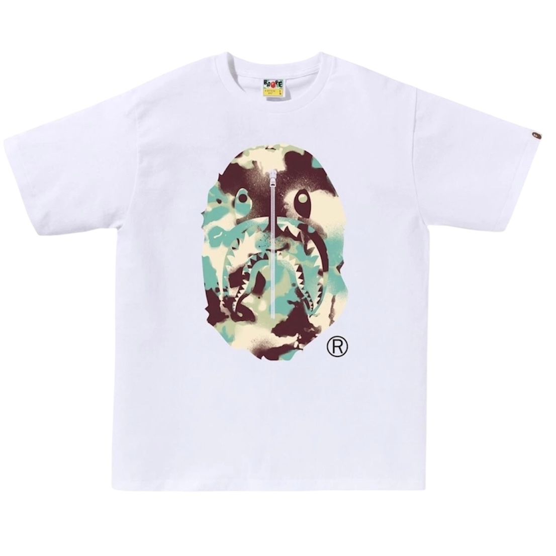 Bape Map Camo Ape Head Shark Tee (White/Multi)
