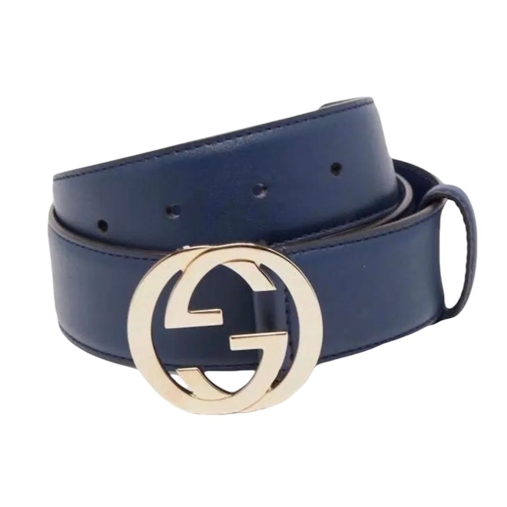 Gucci Interlocking G Buckle Belt (Navy) - Preowned