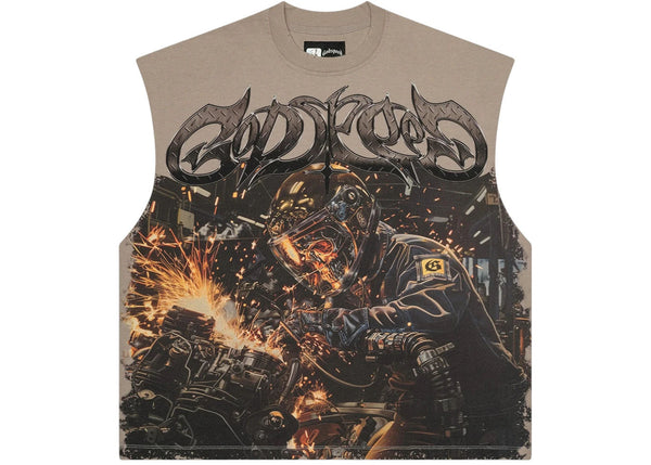 Godspeed Steel Sharpens Steel Sleeveless Shirt Slate Grey