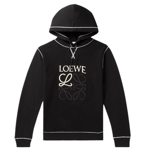 Loewe Logo Embroidered Cotton Jersey Hoodie - Preowned