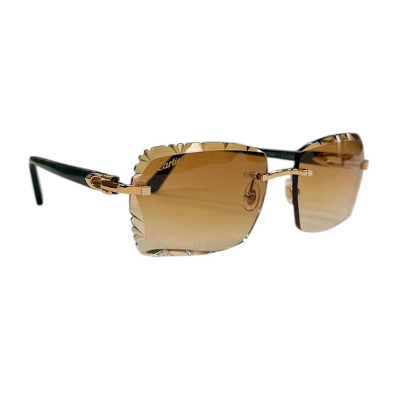 Cartier Glasses (Green Composit Sticks/Brown Diamond Cut Lenses)