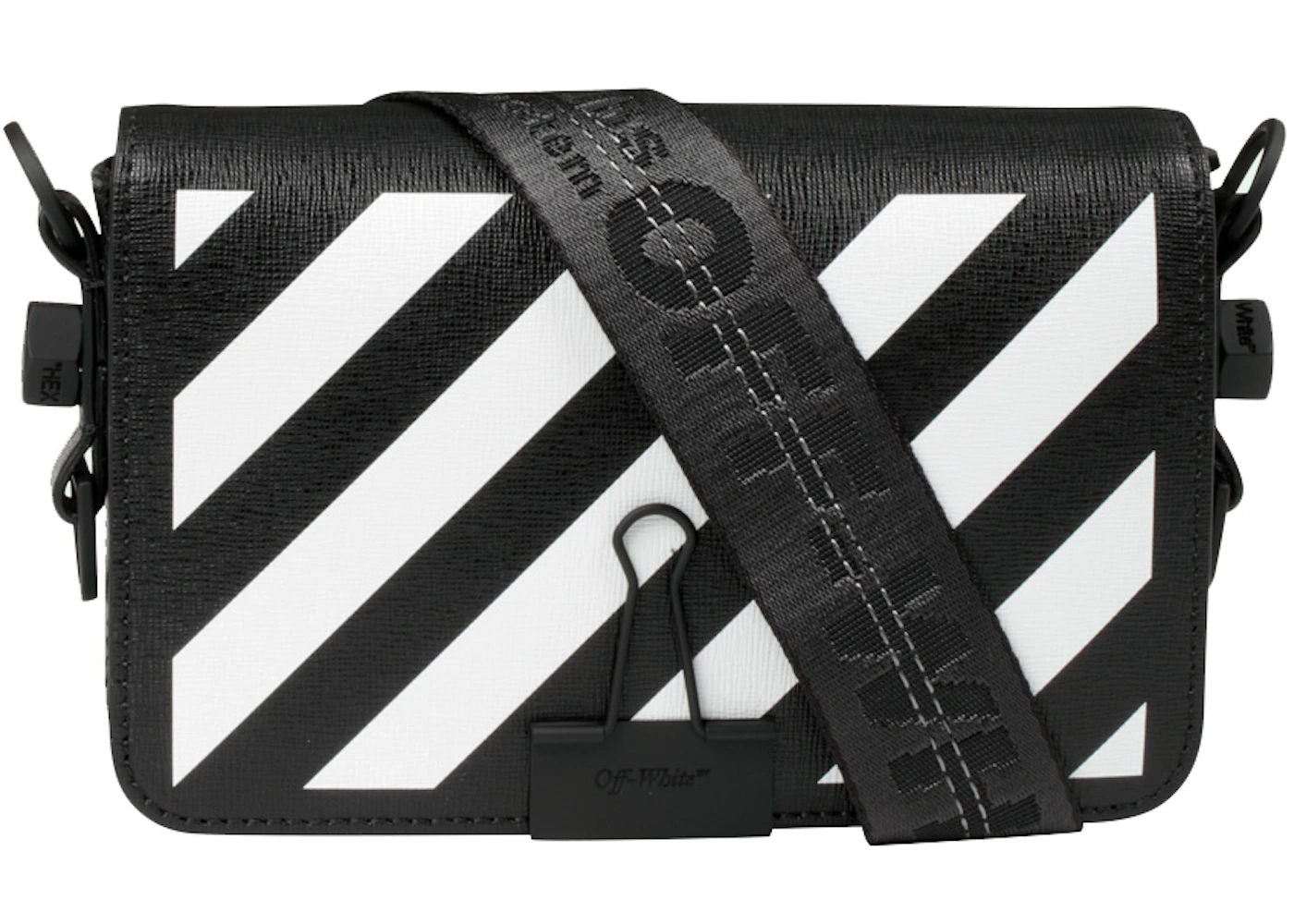 OFF-WHITE Binder Clip Bag Diag Mini Black White - Preowned