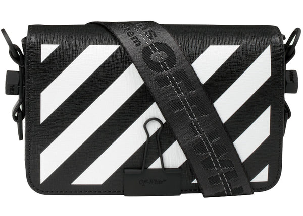 OFF-WHITE Binder Clip Bag Diag Mini Black White - Preowned