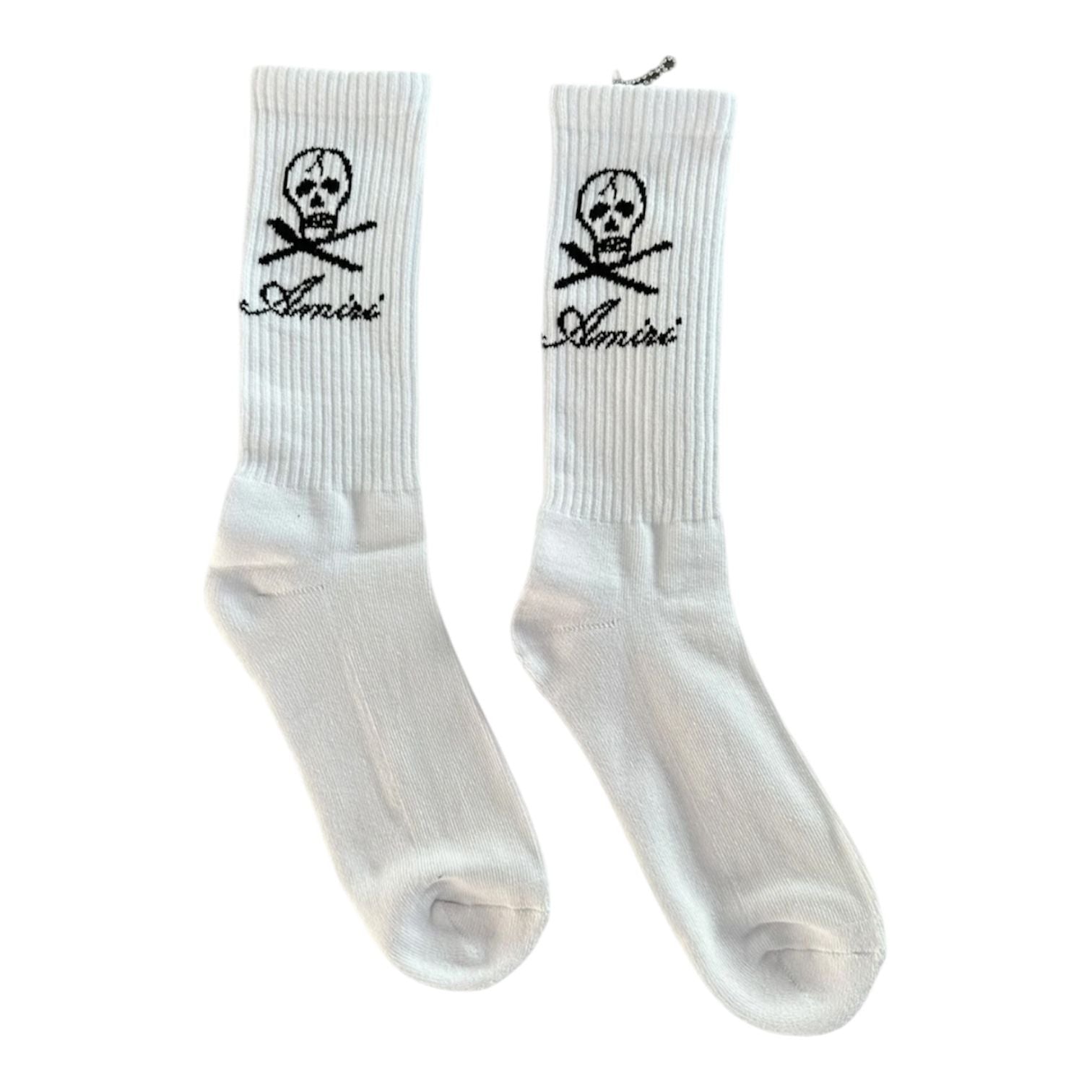 Amiri Skull Logo Socks (White/Black)