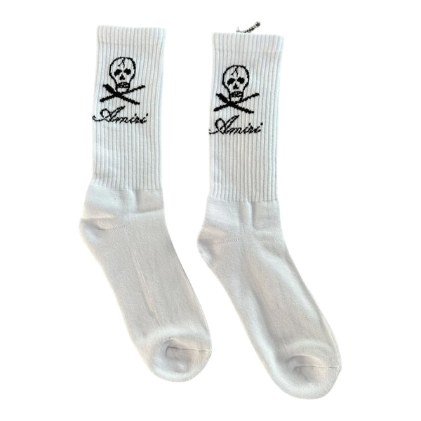 Amiri Skull Logo Socks (White/Black)