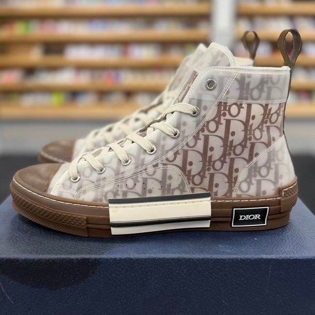 Dior B23 High Top Coffee White Dior Oblique - Preowned