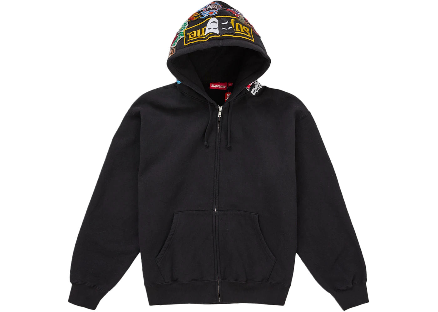 Supreme Patches Zip Up Hooded Sweatshirt Black