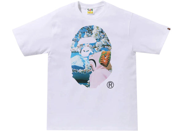 BAPE Sakura Ape Head Photo I Tee White - Preowned