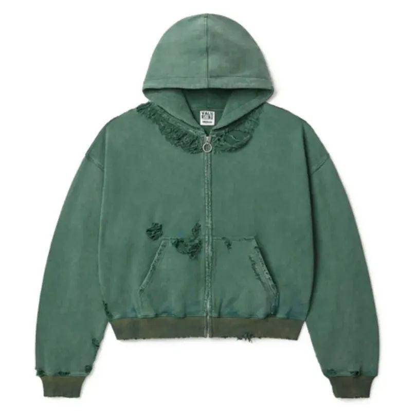 Vale Forever Destroyer Zip Up Hoodie (Green) - Preowned
