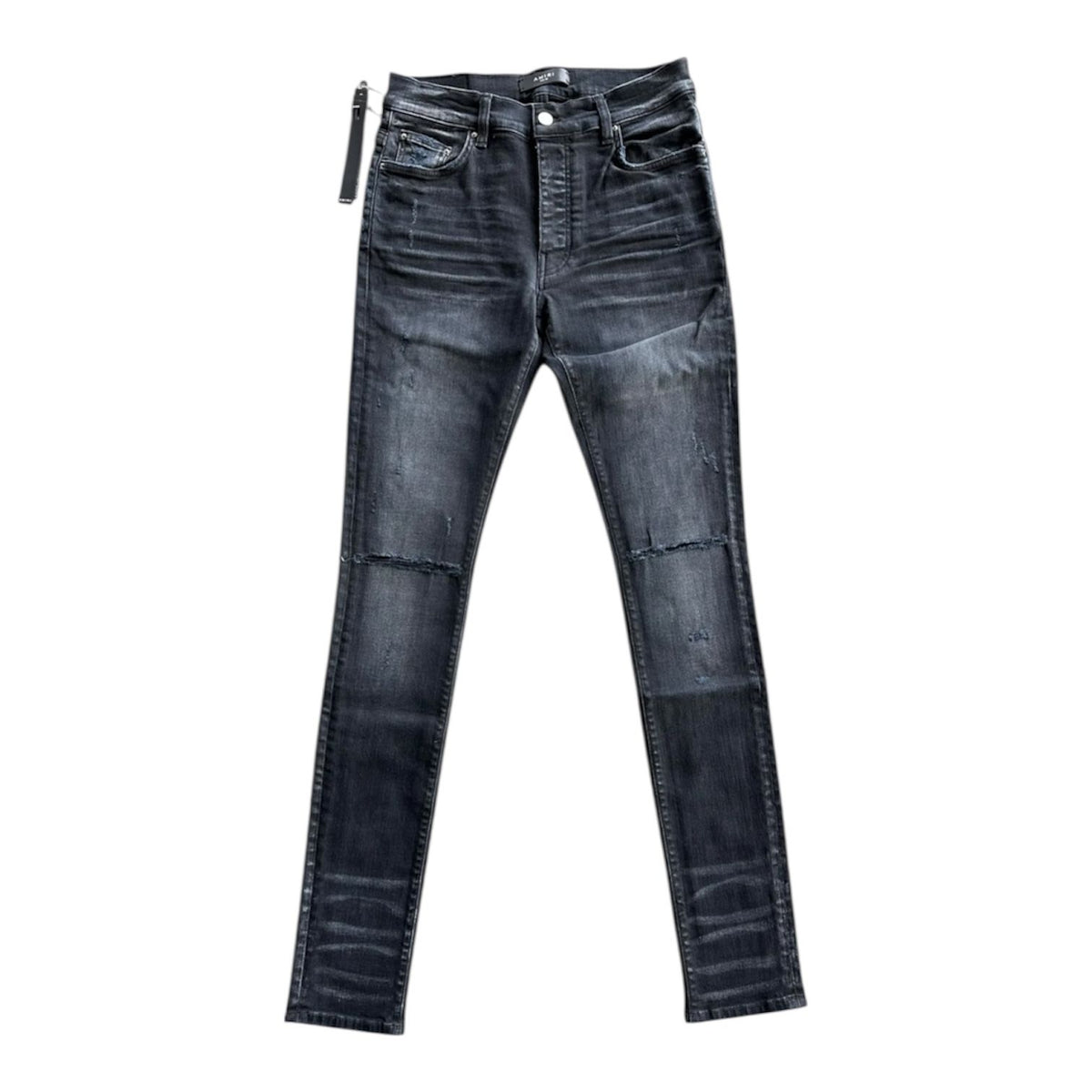 Amiri Aged Slash Distressed Jeans (Black)