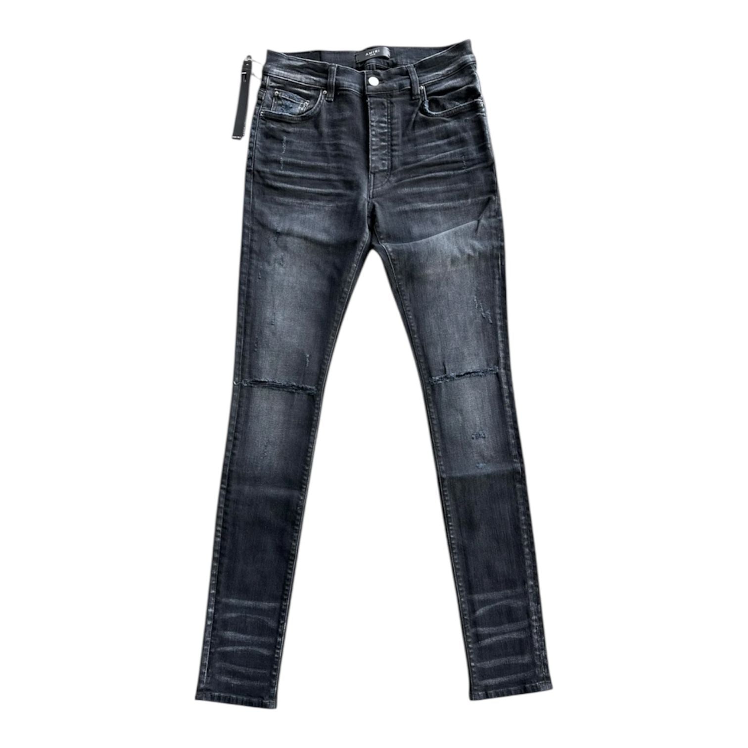 Amiri Aged Slash Desitressed Jeans (Black)