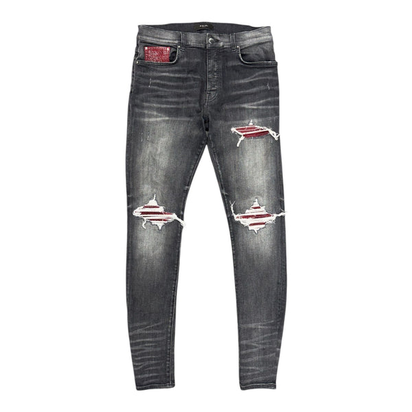 Amiri Lurex MX1 Jean (Rain Grey/Red) - Preowned