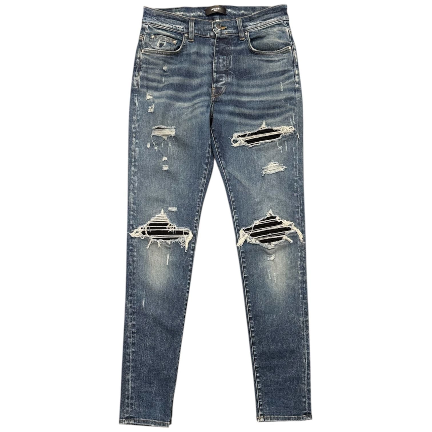 Amiri MX1 Black Patch Jeans (Dark Indigo) - Preowned