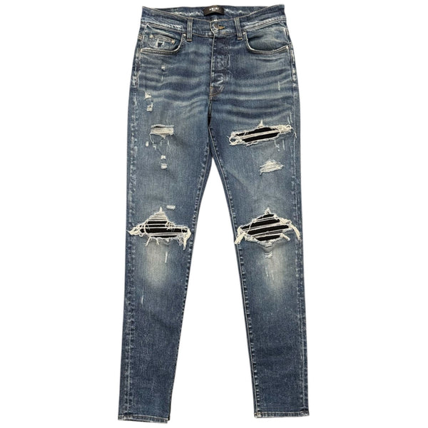 Amiri MX1 Black Patch Jeans (Dark Indigo) - Preowned