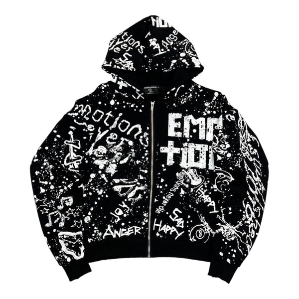 Mixed Emotion Graffiti Hoodie (Black) - Preowned